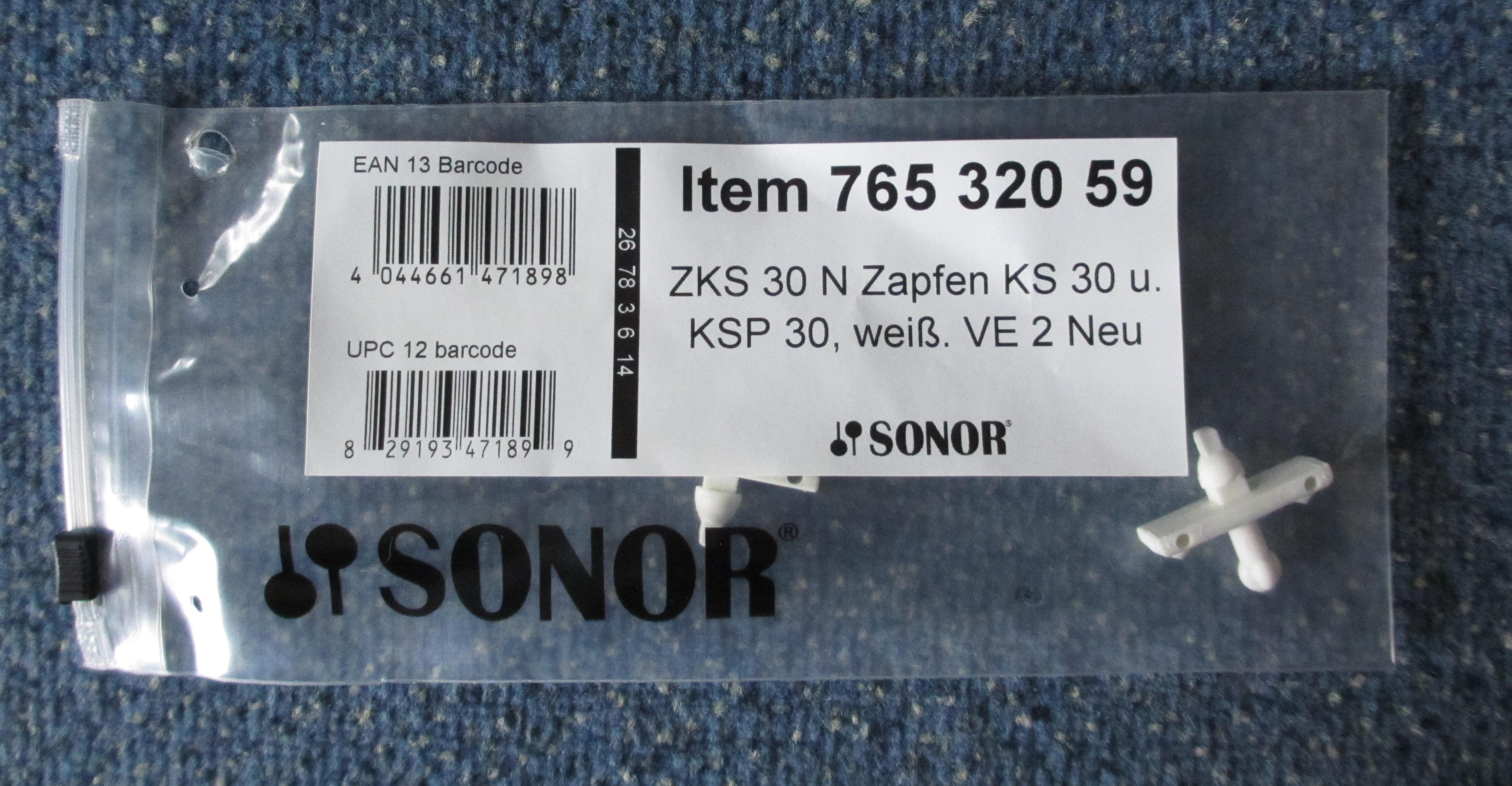 Sonor ZKS30N Zapfen,76532059,weiß, Paar
