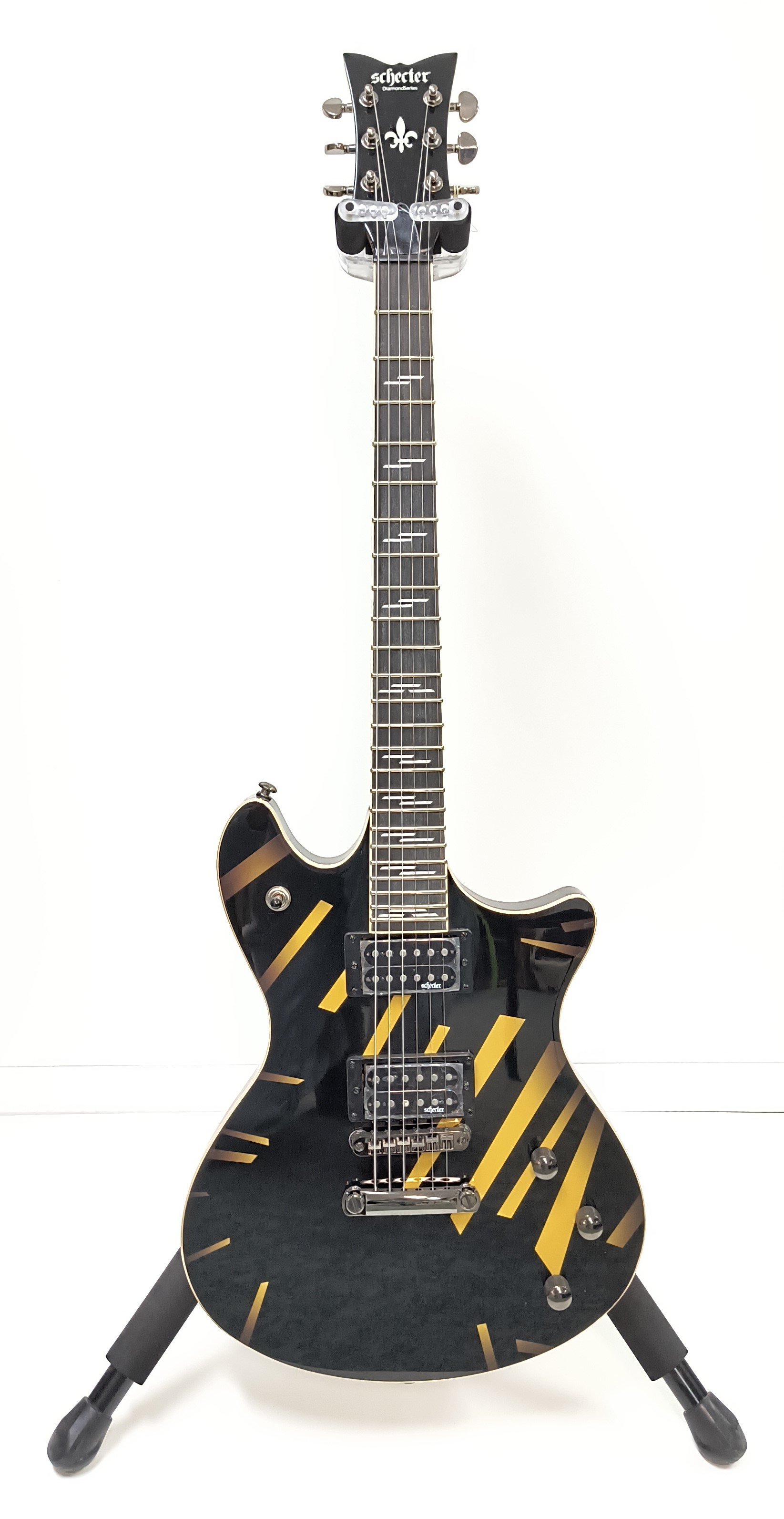 Schecter E-Gitarre SC3426  black/yellow "20 Stripes" Design*