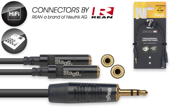 Stagg NYA010 Y-Adapterkabel Miniklinkenverteiler 1:2 Stagg NYA010 Y-Adapterkabel Miniklinkenverteiler 1:2