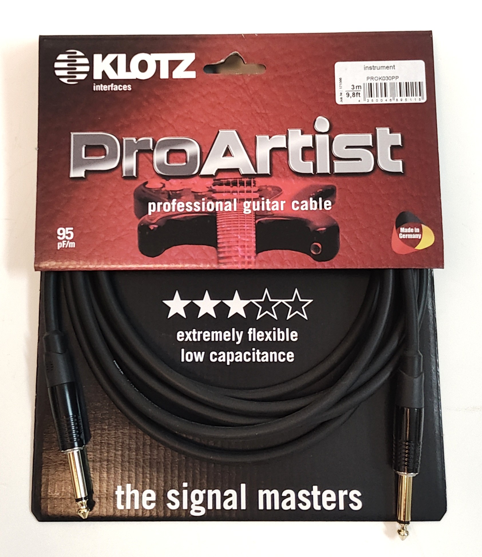 KLOTZ PROK030PP KL>KL 3m sw Instrumentenkabel