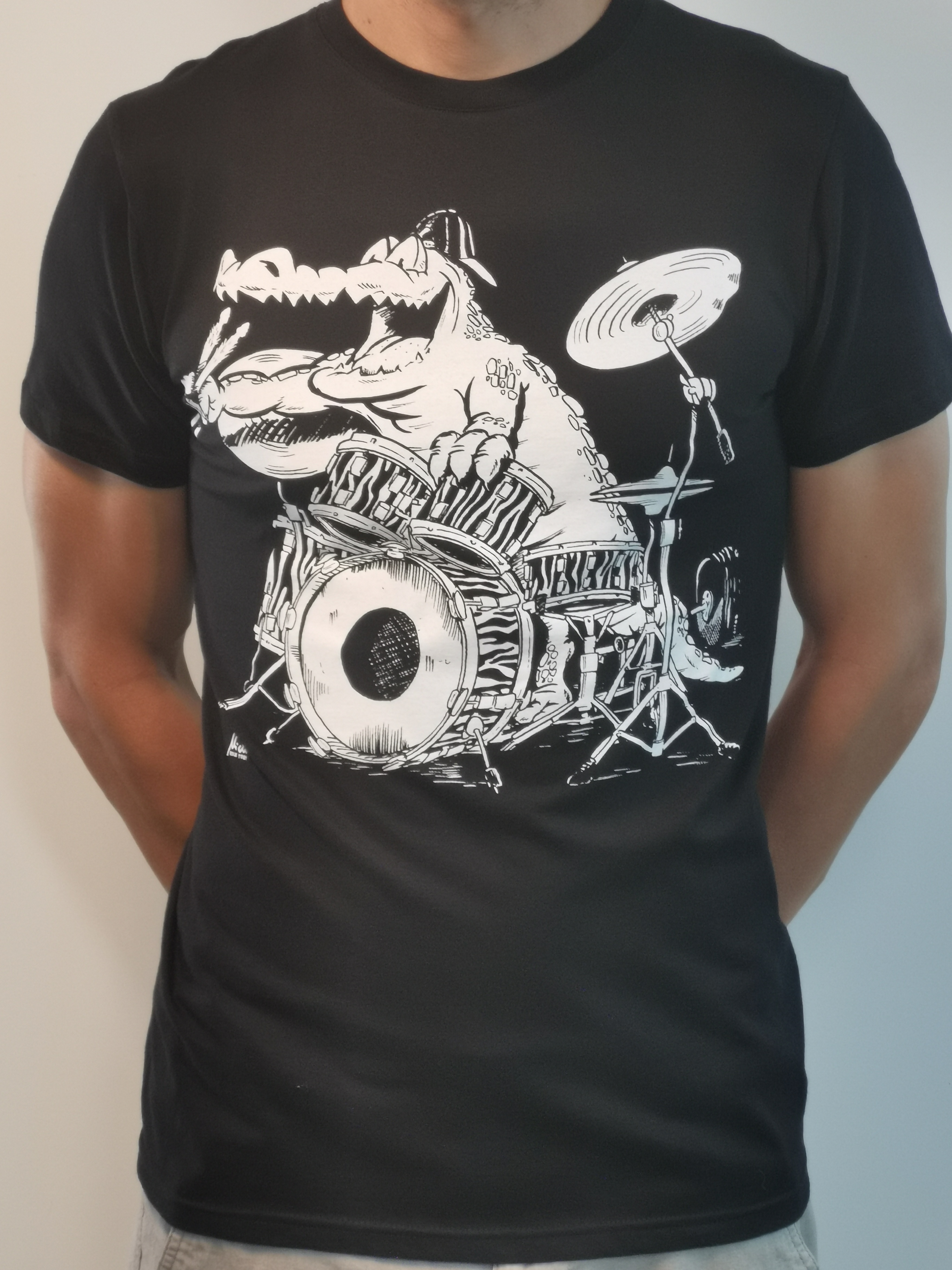 T- Shirt Schlagzeug Kroko S schwarz Rock You*